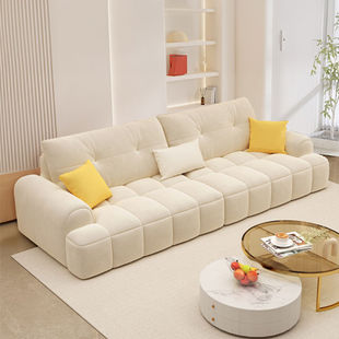 Cream Style Sofa Small Apartment Living Room Bedroom Straight Row Single Person Modern Simple Non-Washable Cat Claw Leather Sofa Wooden