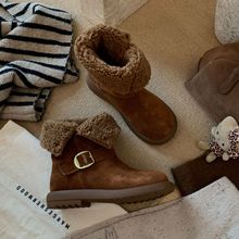MARCO&JOYCE厚底加绒加厚雪地靴女冬季新款复古森女绒面皮带扣