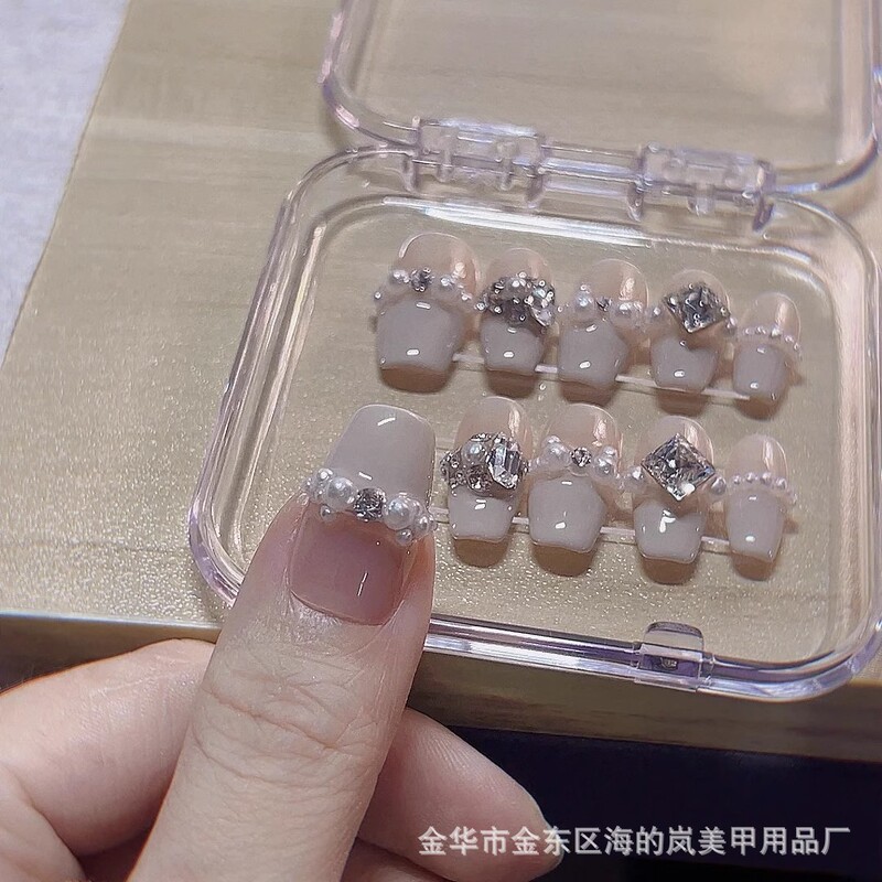 Hand-Wearing Armor Fake Nail Patch Gentle Pure White French Nude Elegant Pearl Bride Manicure Superior Hand-Wearing Armor Fake Nail Patch Gentle Pure White French Nude Elegant Pearl Bride Manicure Superior