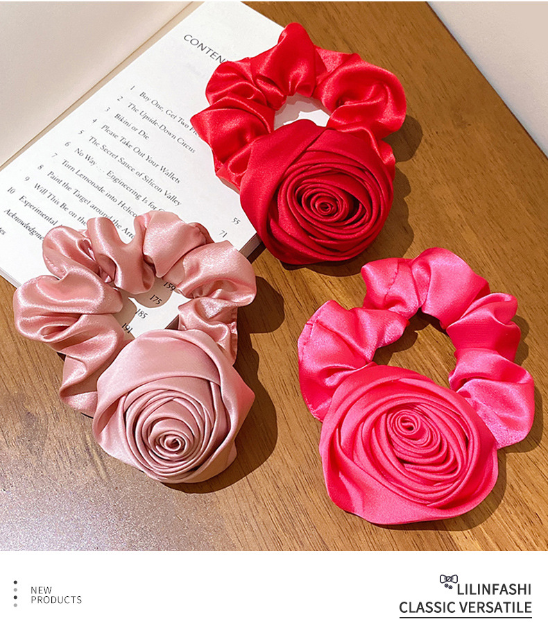 Elegant Lady Solid Color Flower Cloth Hair Tie display picture 2