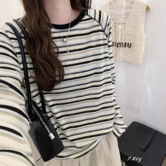 020秋季2025新款慵懒风松弛感宽松上衣早秋薄棉长袖打底衫女士T恤