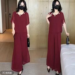 ドロップシッピングライブブロードキャストホットスタイル2025夏の新しいファッション気質多用途老化防止女性のツーピーススーツ