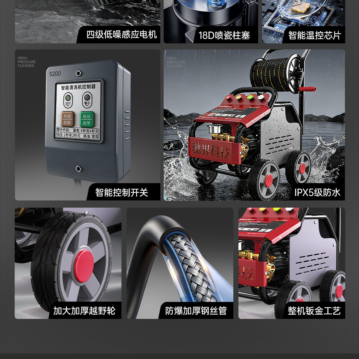 Black Cat High-Pressure Car Washer 220V Household Industrial Grade Automatic Cleaning Machine Commercial Car Wash Shop Pressure Water Gun