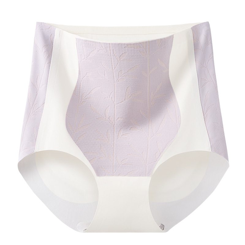 Hielo de seda jacquard abdomen cintura alta glúteos calzoncillos sin costuras calzoncillos anti-pellizco glúteos antibacterianos entrepierna pantalones de vientre calzoncillos de mujer