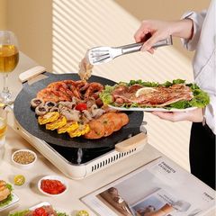麦飯石焼き肉プレート 家庭用屋外バーベキュープレート 韓国風ノンスティック焼き肉鍋 鉄板焼き 電磁調理器対応 ポータブル
