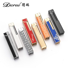 正品德瑞DR800四方长条女士侧滑砂轮打火机小巧便携金属充气跨境
