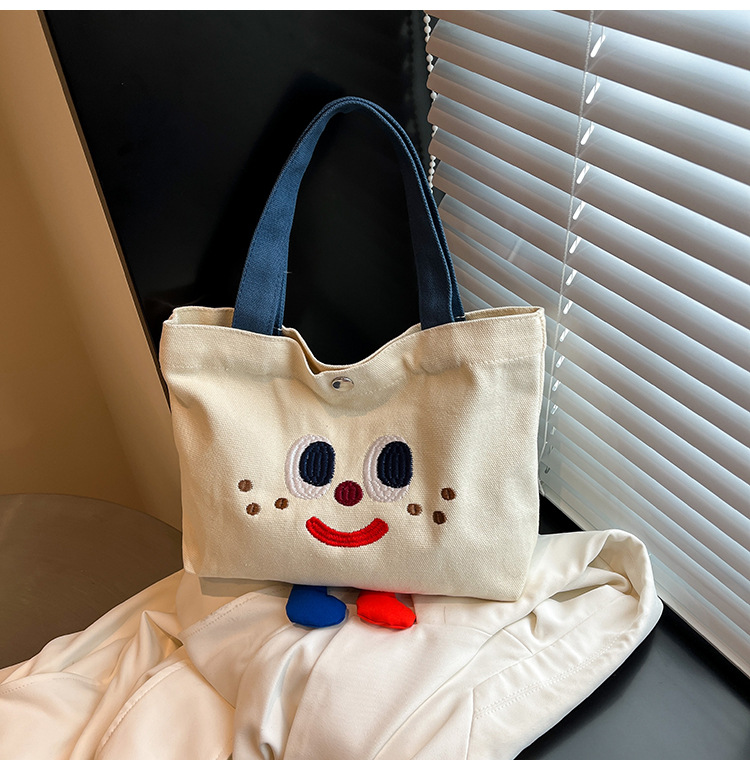 ins mini canvas bag, cute peach tote bag, Korean girl snack bento small bag canvas bag wholesale undefined