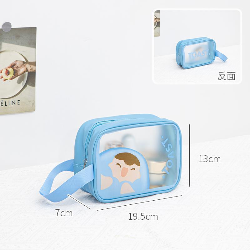 Bolsa de cosméticos de dibujos animados lindo de gran capacidad Pu bolsa de lavado a prueba de agua bolsa de almacenamiento transparente de cosméticos de lavado portátil de viaje