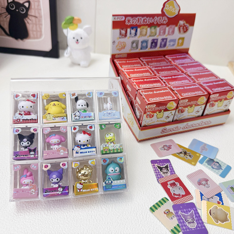 Cross-Border Sanrio Family Series Basic Rice Grain Blind Box Cartoon Doll Hand-Made Ornaments Environmentally Friendly Pu Cute Grain Blind Bag