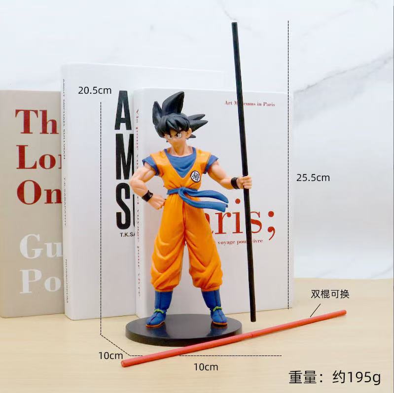 Dragon Ball Stick Wukong Hand-held Stick Black Hair Monkey King Doll GK Model Animation Tide Play Ornaments Wholesale