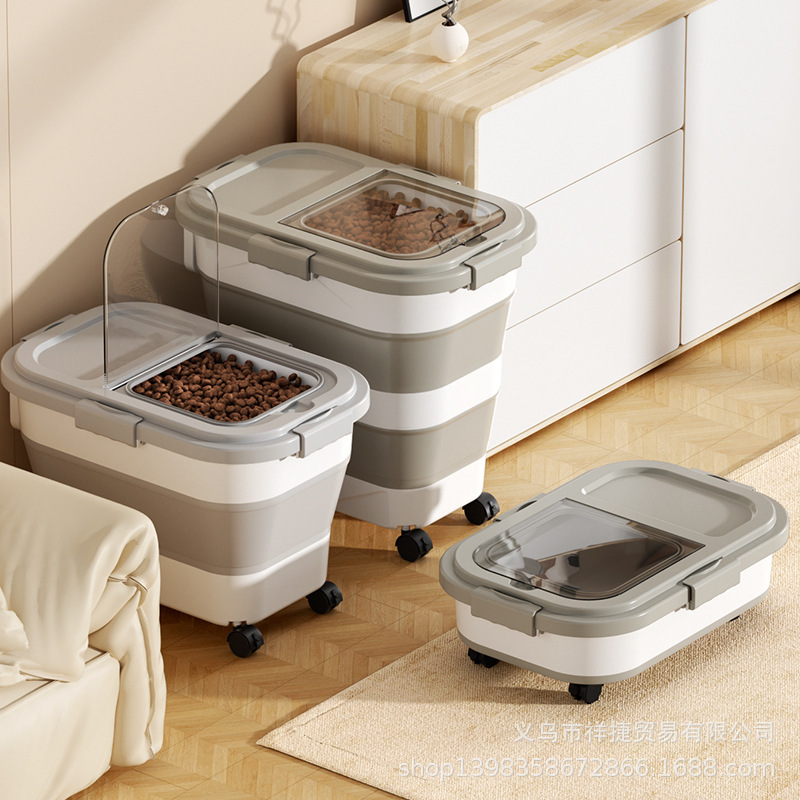 Factory Direct Supply Amazon Foldable Dog Food Bucket Kitchen Mildew-Proof and Moisture-Proof Grain Storage Bucket Rice Storage Bucket Flour Bucket Rice Box Factory Direct Supply Amazon Foldable Dog Food Bucket Kitchen Mildew-Proof and Moisture-Proof Grain Storage Bucket Rice Storage Bucket Flour Bucket Rice Box