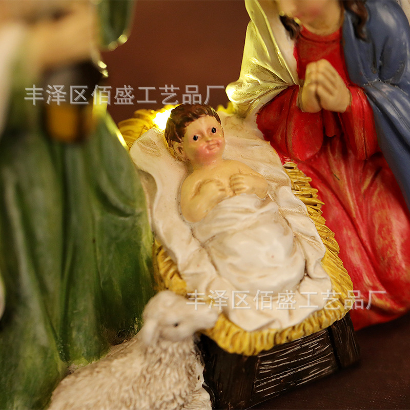 Cruz-frontera regalo de Navidad nacimiento caballo canal grupo decoración del hogar realista figura estatua resina artesanía