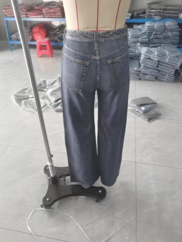 跨境女士软牛仔裤亚马逊欧美跨境新款复古弹力牛仔裤女装水洗直筒|undefined