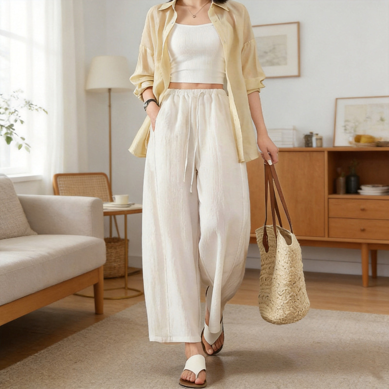 Summer Maternity Tencel Linen Balloon Pants, Maternity Summer Ice Silk Loose Casual Wide-Leg Pants, Wutong Pants