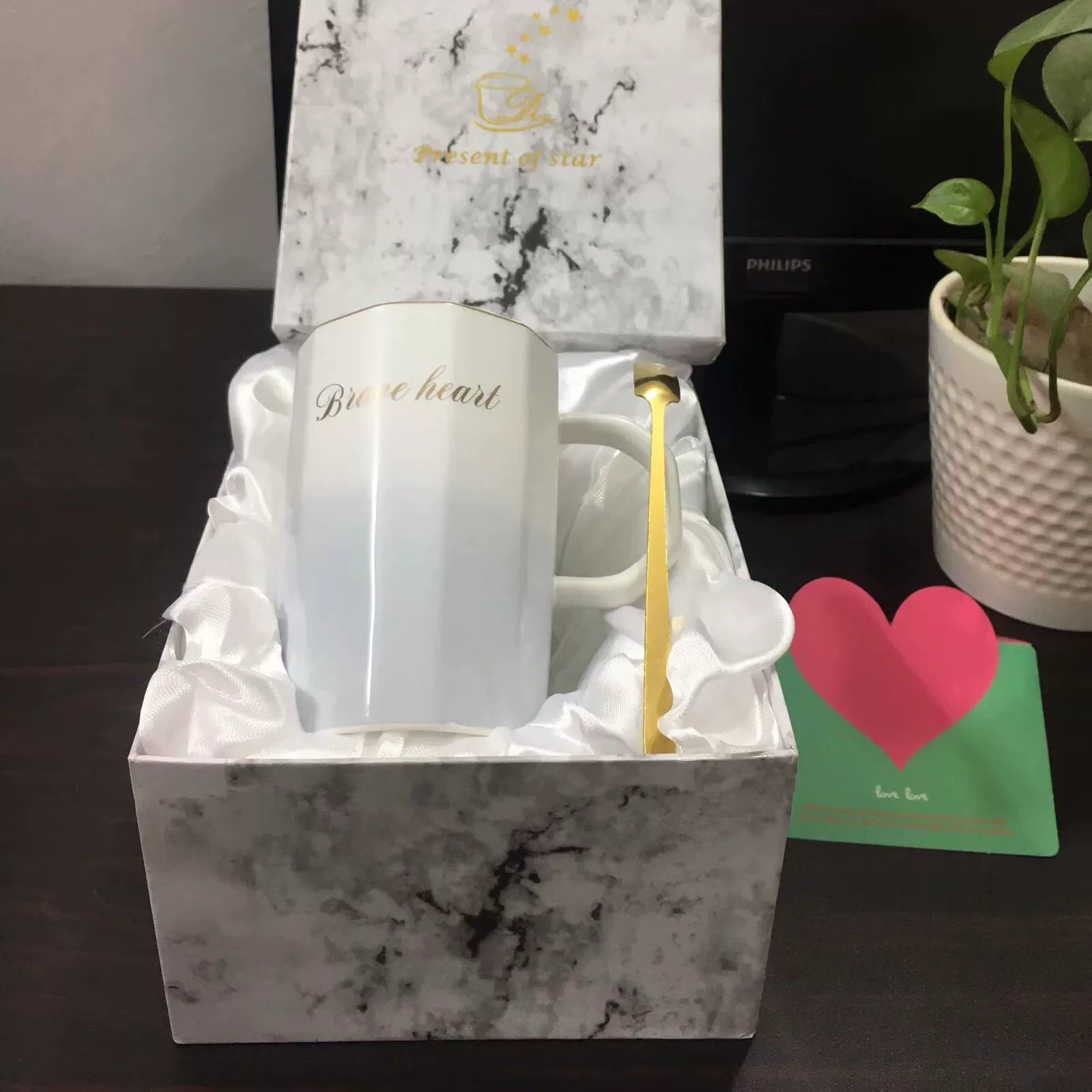 Brand coffee ceramic tea cup for beloved, gift box, capacious set, gradient