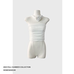 YIMENG23 Thai fashion sexy versatile ins style three-dimensional flower tube top vest red and black