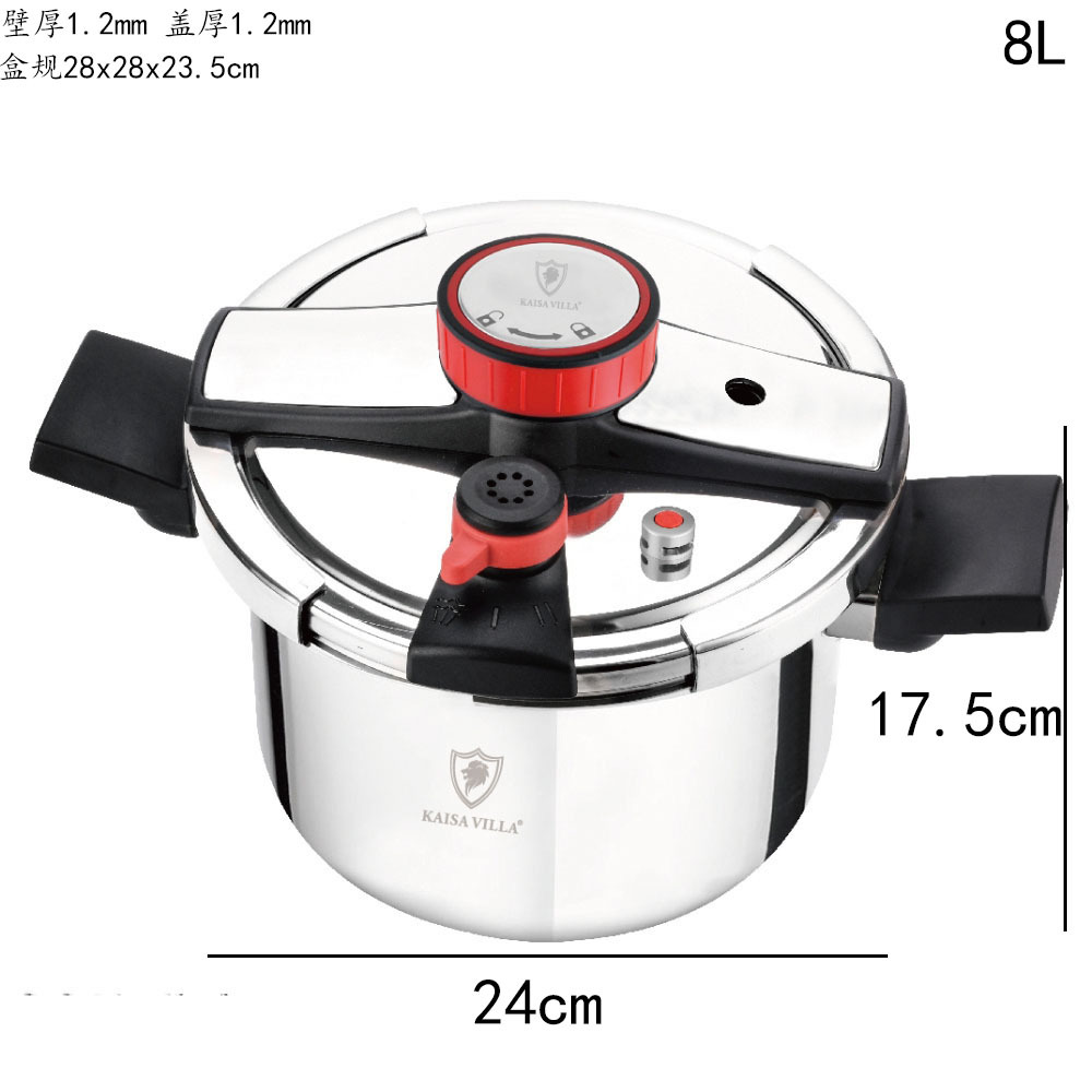 Olla a Presión Antiexplosión para 3-4 Personas de Acero Inoxidable 304 con 3 Niveles de Ajuste para Cocina de Inducción