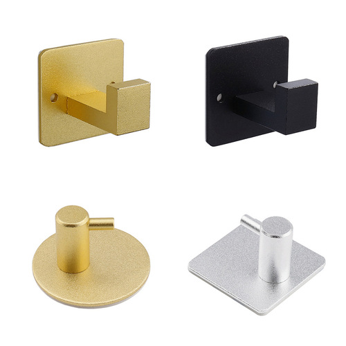 Cross-border self-adhesive metal bathroom and kitchen punch-free hooks and adhesive hooks space aluminum single wall door behind-the-door coat hooks
