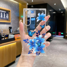Lazada热销花卉蝴蝶手机壳适用三星S21/24新款全包防摔透明壳TPU