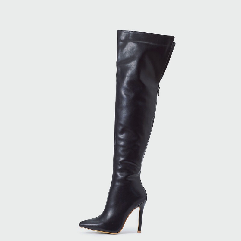 in stock-Cross-border European and American Show Show Show with Pointed High Heel Over-the-knee Boots 2024 Winter New