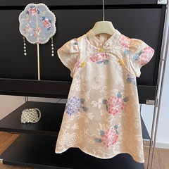 2024 New Women's Children's Cheongsam Summer Chinese Style Dress Fashion Thin Baby Retro Chinese Style Cheongsam Dress Trendy