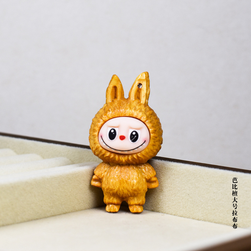 無垢材彫刻漫画かわいいエルフラブブ DIY 手作りオフィスデスクトップハンドクラフト装飾品|undefined