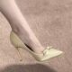 French Casual High-end Point-toe Shoes 2024 New Style Champagne All-match Elegant Non-slip Bow High-heeled Shoes