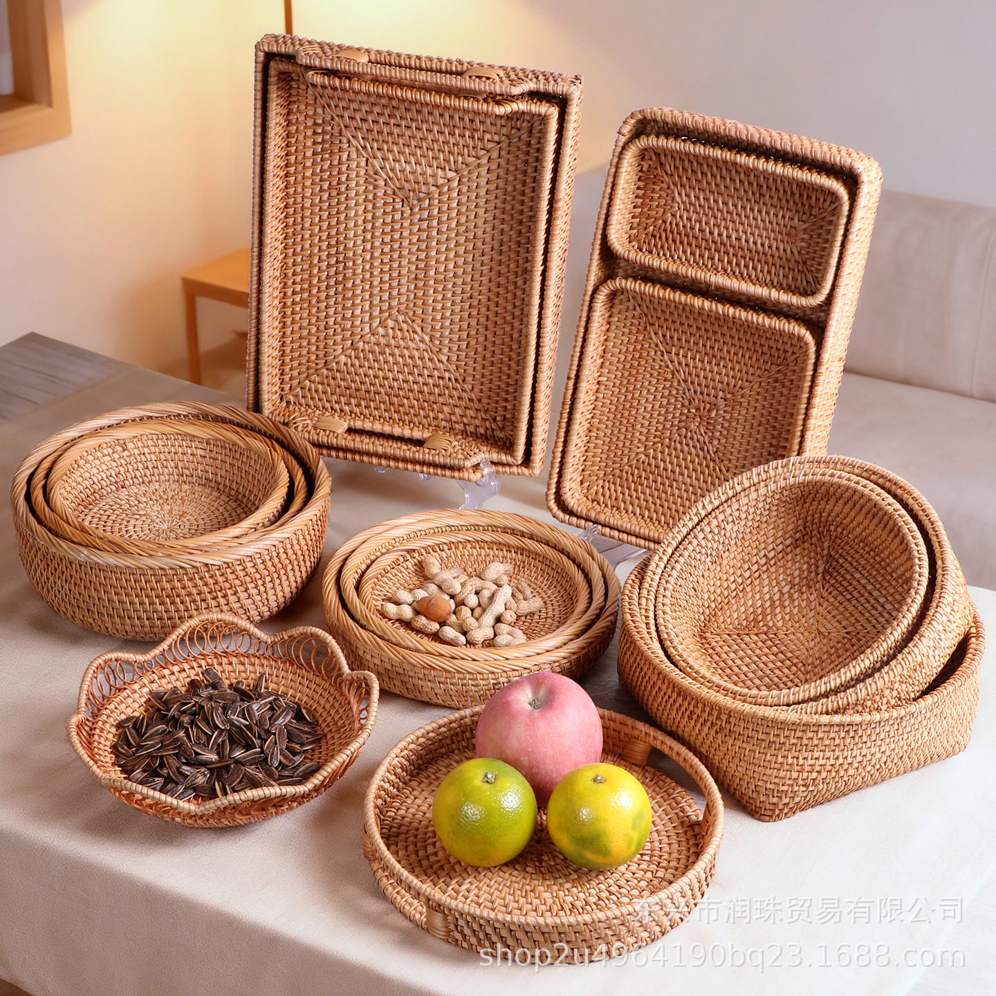 Cesta de almacenamiento de ratán, cesta de frutas, cesta para bollos al vapor, cesta de bambú para pan y refrigerios, cesta de picnic