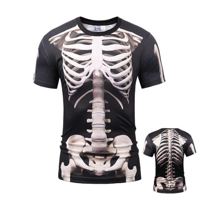 欧米の越境器官の骨格図の新型の3dデジタルのプリントの丸首のtシャツのゆったりしている大きいサイズの男性のカジュアルな半袖