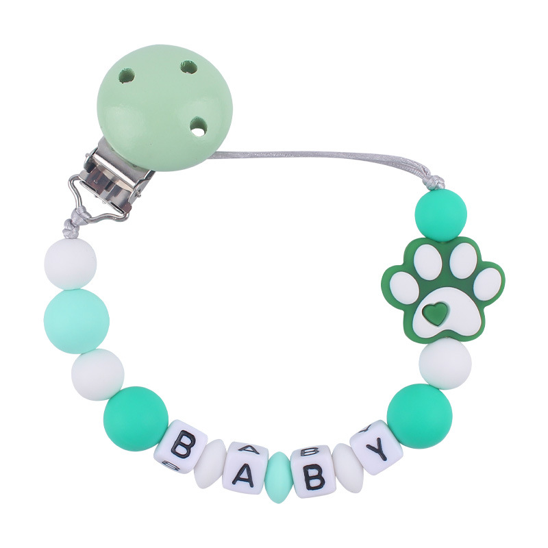 Nuevo bebé suministros de dibujos animados perro garra silicona mordedor creativo bebé DIY mordedura molar pezón cadena anti-caída