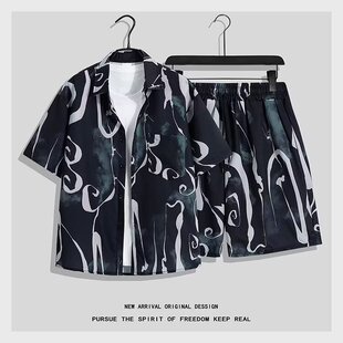 Trend summer clothing, shirt, trousers, set, sports suit, with short sleeve
