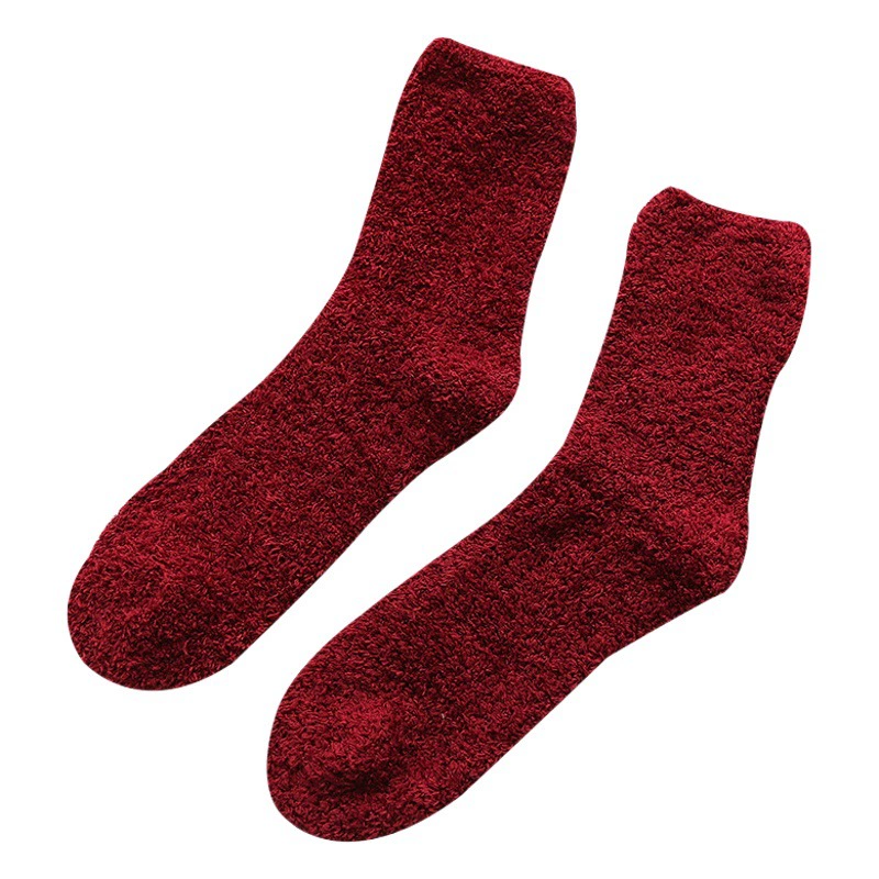 Осенне-зимние утолщенные теплые домашние носки из кораллового флиса, мужские однотонные носки для сна, мужские носки на плоской подошве