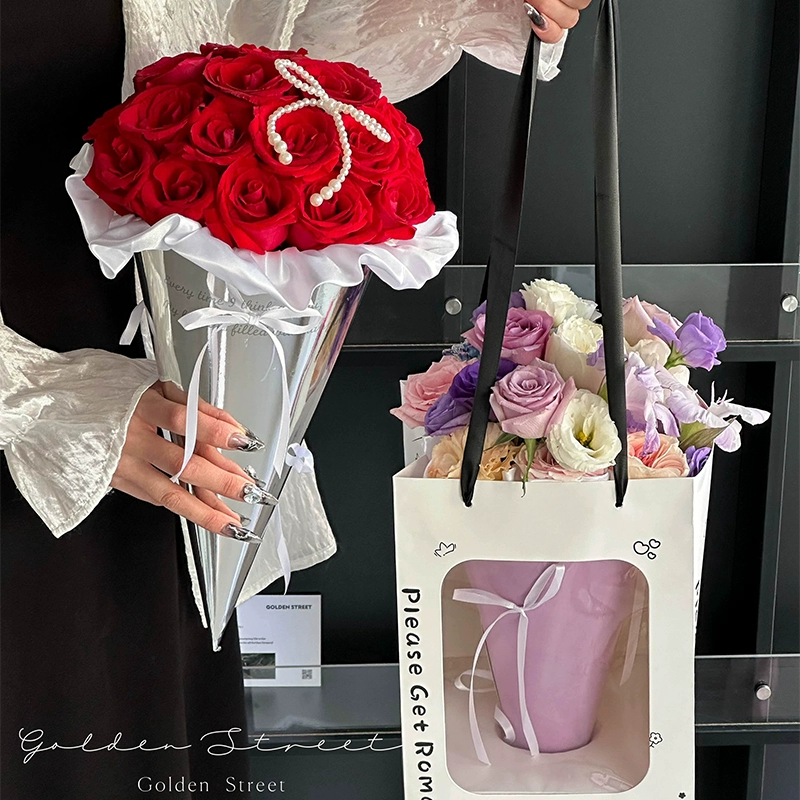 День Святого Валентина мороженое конус цветочная упаковочная бумага веерообразная букет цветочная бумага