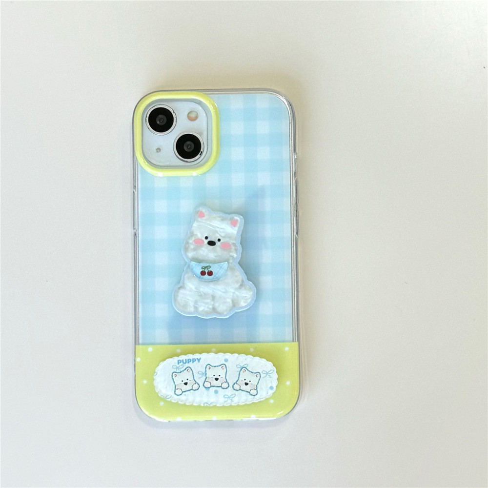 Perro tridimensional lindo a cuadros fresco para iPhone14 funda para teléfono móvil 15ProMax Apple 13/12 hembra 14P