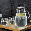 家用冷水壶玻璃晾凉白开水果汁扎壶不锈钢盖大容量透明水瓶