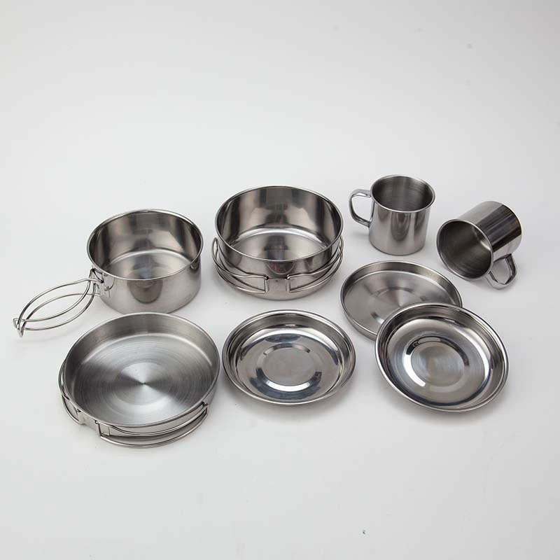 Открытый Ланч-бокс Набор из 8 предметов Горшок из нержавеющей стали Альпинистский кемпинговый набор Чаша Горшок для барбекю 5-6 Складной комбинированный костюм