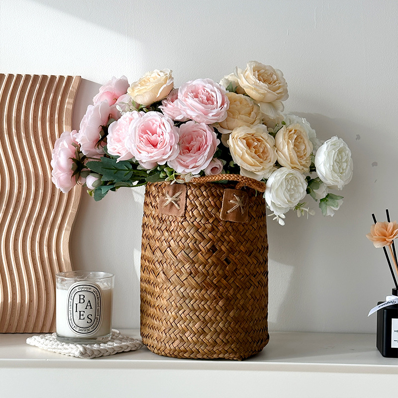 5-cabeza peonía flor artificial persa Rosa pequeño mango manojo flor falsa sala de estar Decoración de mesa decoración del hogar Decoración de la boda