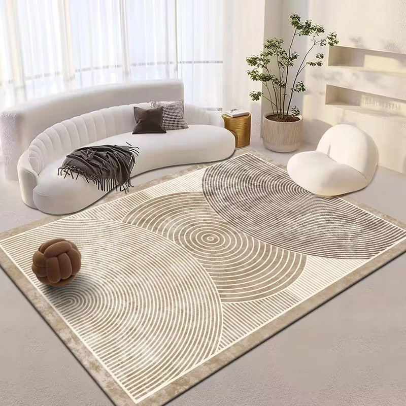 跨境日式侘寂風仿羊絨地毯沙發茶几地毯家用臥室客廳棉麻加厚地毯