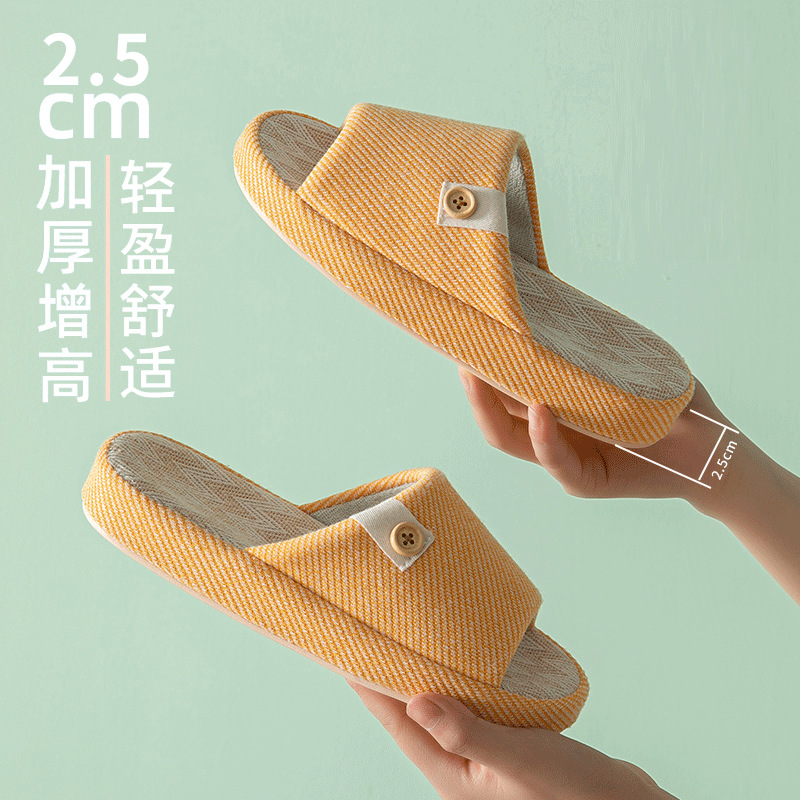 Women's Slippers Couple's Home Spring and Summer Thick Bottom Linen Slippers Four Seasons Household Soft Bottom Slippers Men's Autumn