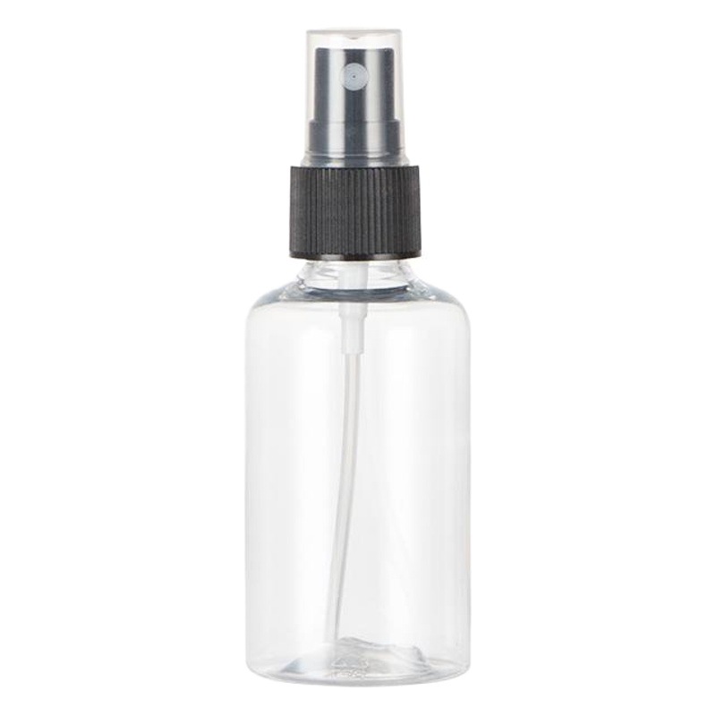 75ml de cuello transparente botella de hombro redondo con cabeza de aerosol de costilla empaquetado cosmético puro Rocío humedad mascota botella vacía