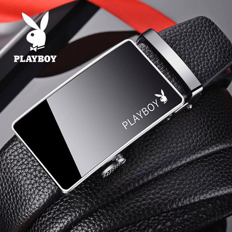 Кожаный ремень мужской Playboy, пряжка, высокие брюки