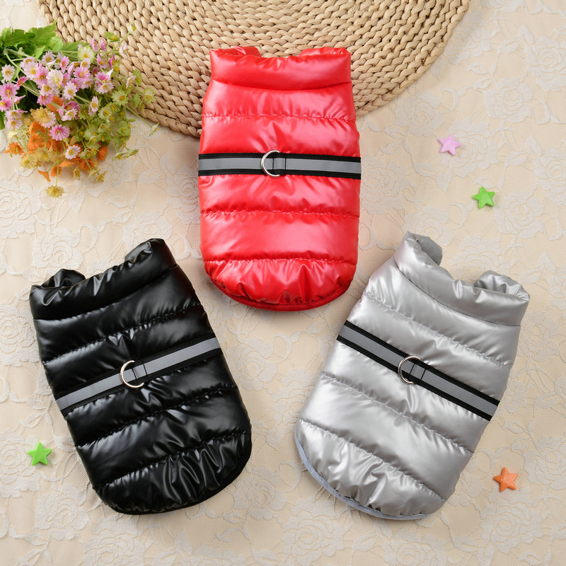 Pet Dog Clothes Autumn and Winter Warm Vest Small Size Dogs Teddy Bichon Schnauzer Corgi Shiny Reflective Cotton Coat