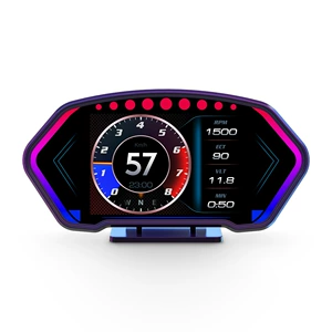HUD car head-up display multi-functional vehicle-mounted LCD inclinometer high-definition speed fuel consumption OBD+GPS instrument
