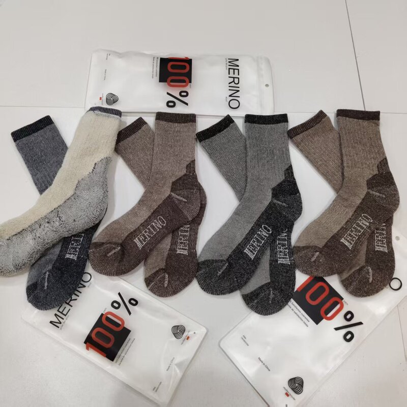 Mountaineering Socks, Outdoor Sports Hiking Merino Wool Socks, Autumn and Winter Thickened Warm Ski Socks, Full Terry Socks for Men and Women