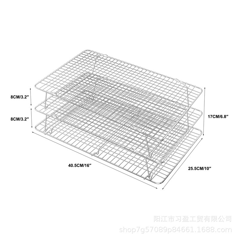 New Product Cake Three-Layer Cooling Rack Carbon Steel Stainless Steel Color Foldableable Baking Pan Drying Net Baking Tool Drain Net