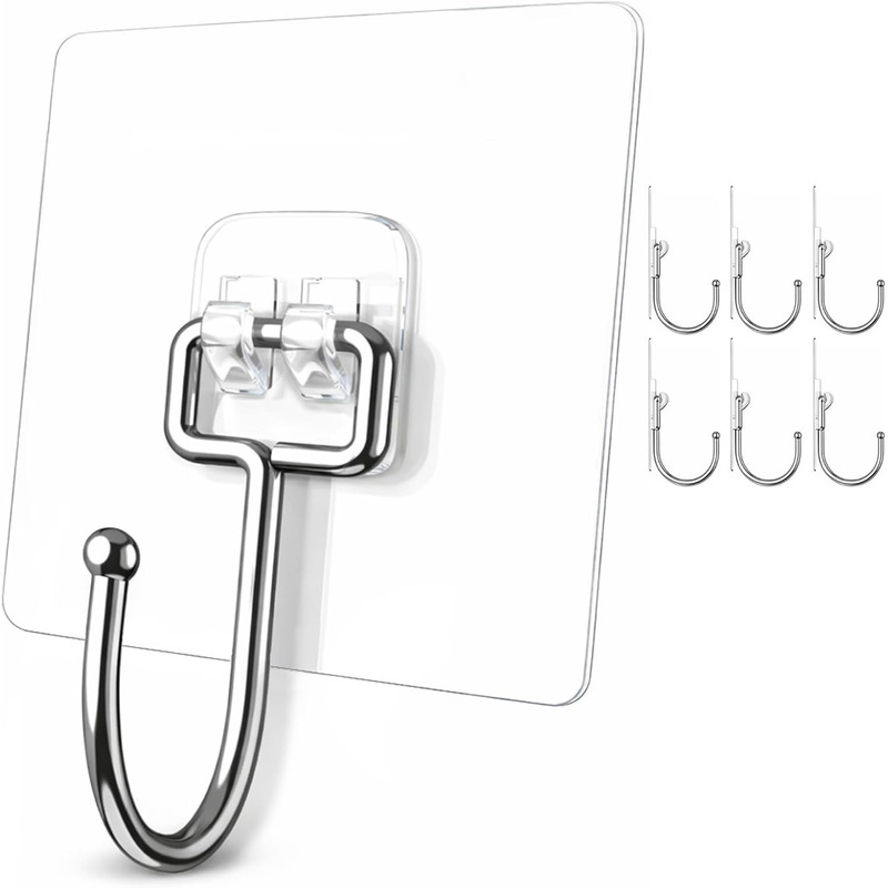 Hook hook non-perforated toilet seamless door latex paint white wall strong load-bearing clothes hanging adhesive row