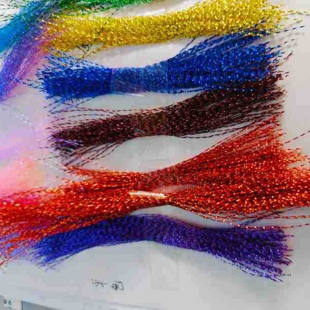 粉色彩七色丝曲型亮丝条荧光黄丝珠光白丝曲丝条幻彩光闪丝直条