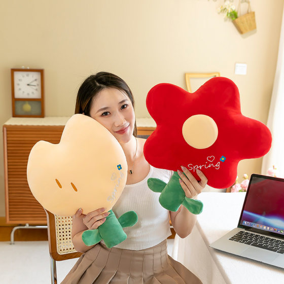 Little Red Flower Pillow Simulation Flower Doll Plush Toy Tulip Pillow Bed Pillow Girl Companion Doll