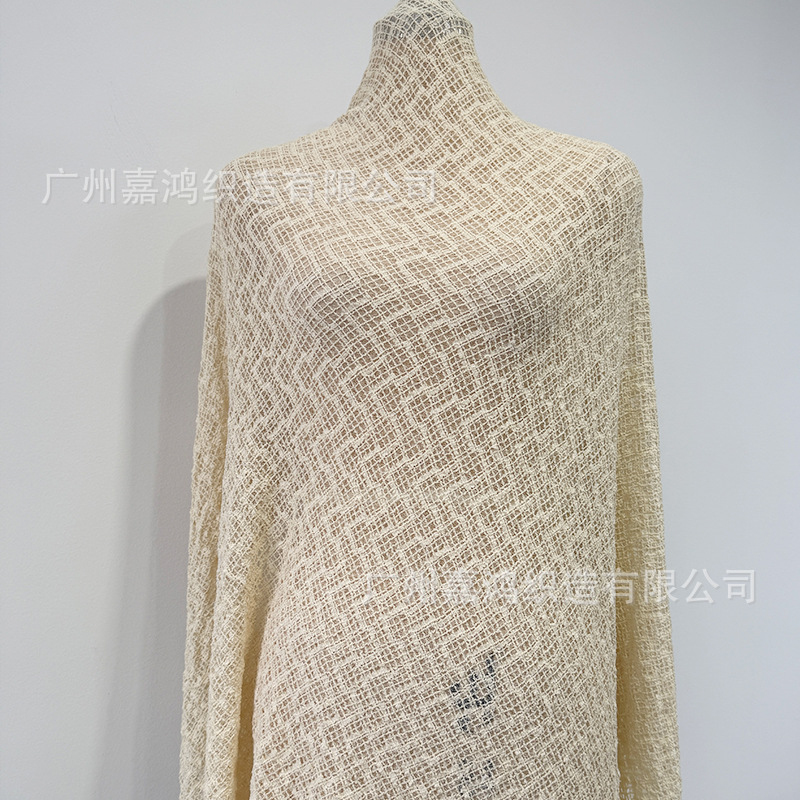 2026 tejido coreano de tejido de punto tejido de encaje vestido de textura abierto de tela de cola de pescado en forma de A vestido largo