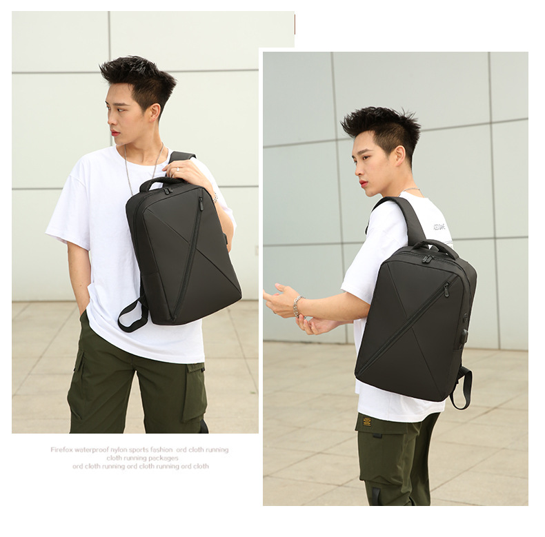 New simple and individual color-blocked backpack, large-capacity fashionable and trendy backpack, business commuting, student computer schoolbag undefined